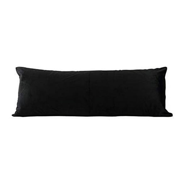 EVOLIVE Soft Micromink, Faux Fur, Faux Suede Body Pillow Cover Replacement with Zipper Closure (Black, 21“X54)