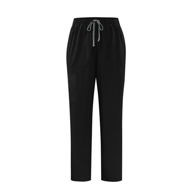 yardsong Pantalon Médical de Jogging Extensible Taille Haute pour Femme - Pantalon Athlétique Médical Léger à Cordon, Bas Resserré, Noir, TG
