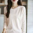 thumbnail image 4 of Sweaters For Women Solid Color Casual Loose Base Knitted Beige Crew Neck Winter Sweaters Blouse S-2XL, 4 of 5