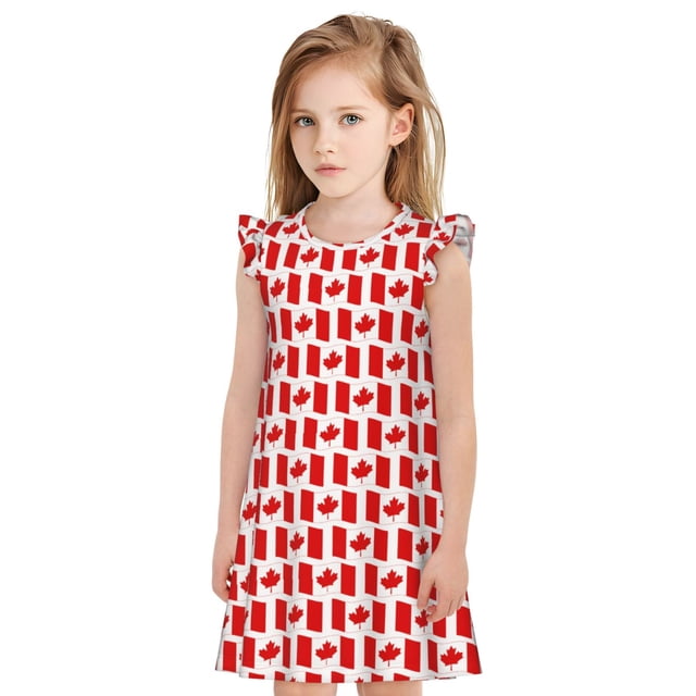 Vsdgher Canada pour Filles Chemises de Nuit Manches Courtes à Volants Robe de Nuit Pyjama pour Fête Pyjama-TTG
