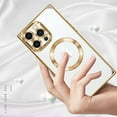 thumbnail image 3 of Dteck for iPhone 11 Pro Max Case Magnetic Compatible with MagSafe, Soft Plating TPU Bumper Anti-Scratch Shockproof Clear Cover with Camera Lens Protector for iPhone 11 Pro Max,Gold, 3 of 4