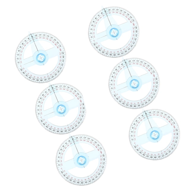 HIAKDOFT 6Pcs Sky Blue Plastic Circle Ruler with 360 Degree Rotating Protractor for Precise Angle Measurement