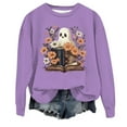 thumbnail image 1 of VBARHMQRT Halloween Hoodies pour Women Women's Col Rond Imprimé Sans Capuche Hoodie, 1 of 3