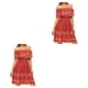 thumbnail image 2 of Vestido corto bohemio Minnieouse floral con hombros descubiertos de algodón Rojo L 2piezas, 2 of 6
