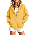 thumbnail image 2 of Atogsazn Childrens Girls Full Zip Hoodies Kids Casual Oversized Long Sleeve Hooded Sweatshirt Fall Winter Tops Clothes Yellow 9-10 Years Fashion, 2 of 5