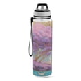 thumbnail image 2 of 1000ML Transparent Sports Water Bottle with Handle & Straw Portable Water Bottle for Outdoor Camping Gym Purple Trees, 2 of 7