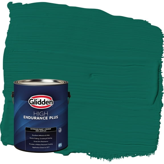 Glidden HEP Deep Veridian / Green Flat Exterior Paint with Primer, 1 Gallon