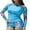 Blue, variant on Charmo Women 2 Piece Rash Guard Zipper UV UPF 50+ Swimsuit Long Sleeve Bathing Suit with Boyshort Bottoms
