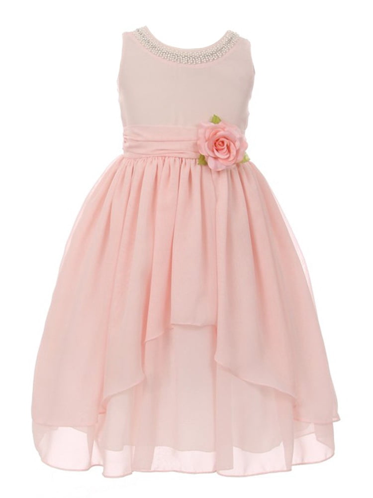 KiKi Kids USA Kiki Kids Girls Blush Pink Chiffon Beaded Neckline