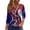 Blue, variant on Women's 250th Anniversary USA Shirt Patriotic American Flag Print V-Neck Button 3/4 Sleeve T-Shirt