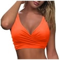 thumbnail image 3 of Hessimy Women's Twist Front Bikini Top V Neck Push Up Padded Swimsuit Top Bathing Suits Adjustable Backless Beach Swimwear(Orange,L), 3 of 7