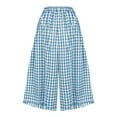 thumbnail image 5 of BLVB Womens Wide Leg Capri Pants Plaid Culottes Summer Elastic Waist Palazzo Trousers Bottoms for Beach Vacation with Pockets, 5 of 5