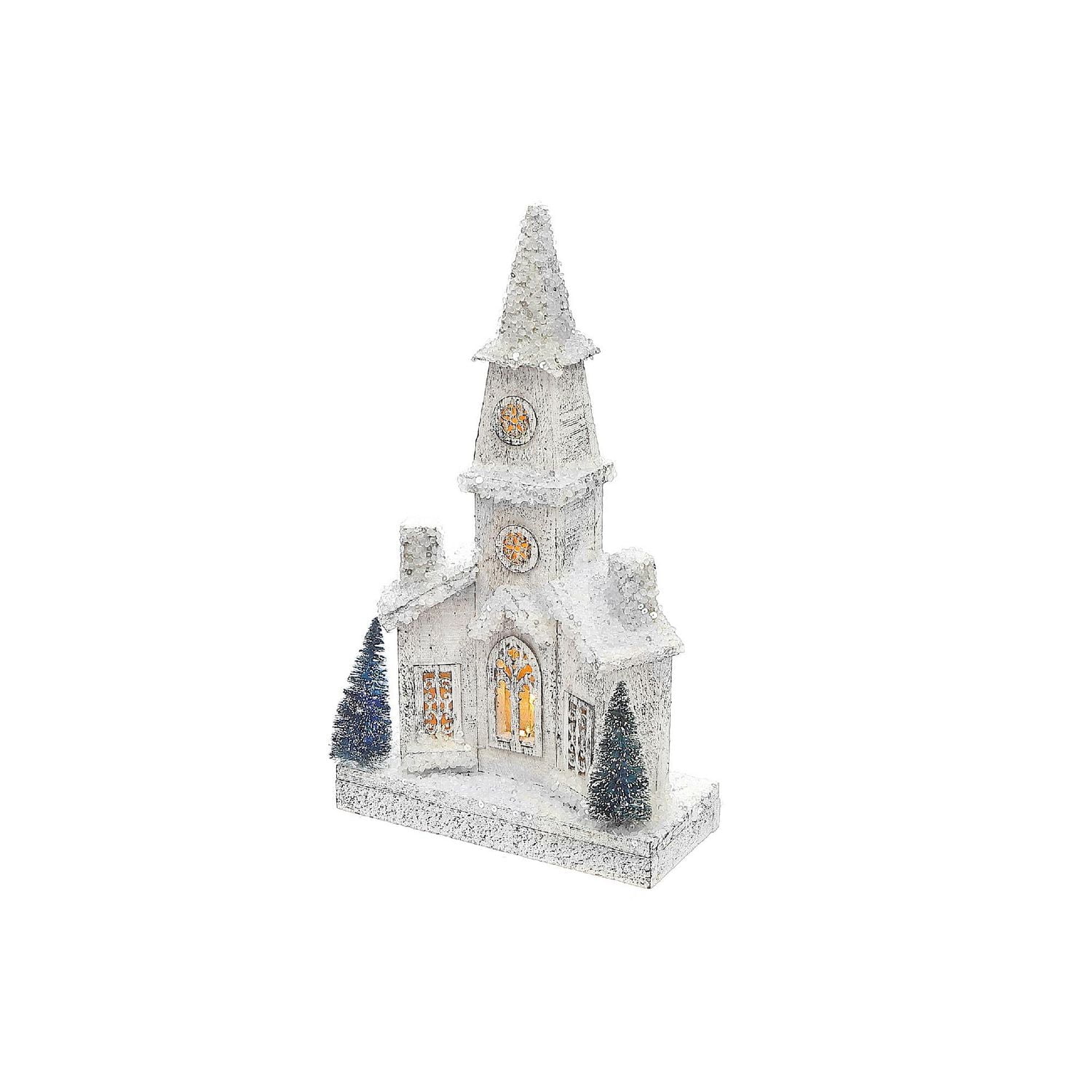 Christmas Led Snow Covered Church 15.75"