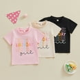 thumbnail image 2 of Gupgi T-Shirts d'Anniversaire pour Bébé Fille Enfants Imprimé Lettre Col Rond Manches Courtes Hauts d'Été, 2 of 7