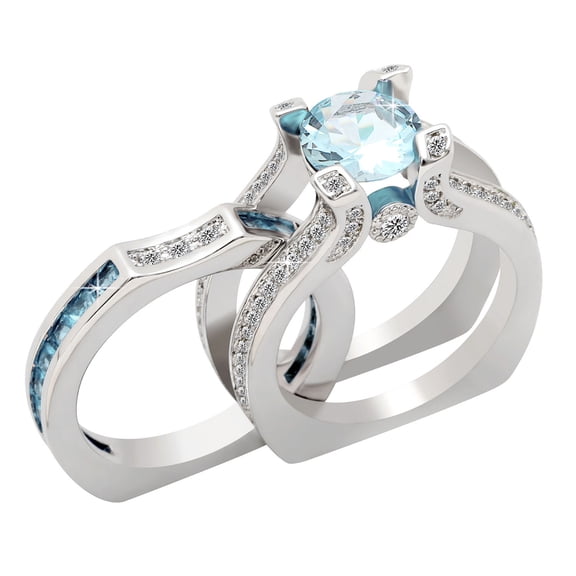 Skylar Wedding Ring Set for Women Engagement Ring and Matching Band Cz Ginger Lyne Collection