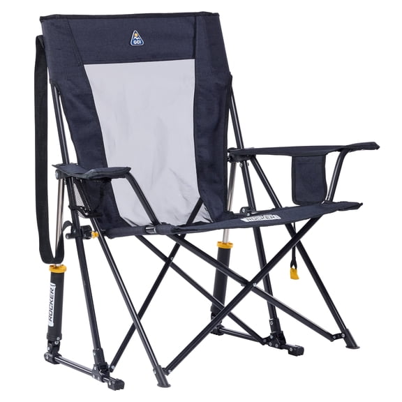 GCI Outdoor Comfort Pro Rocker XL Oversized Rocking Camping Chair with Cup Holder, Heathered Charcoal