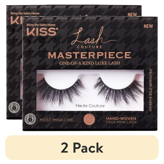(2 pack) KISS Lash Couture Masterpiece Hand-Woven False Eyelashes, Haute Couture, 1 Pair