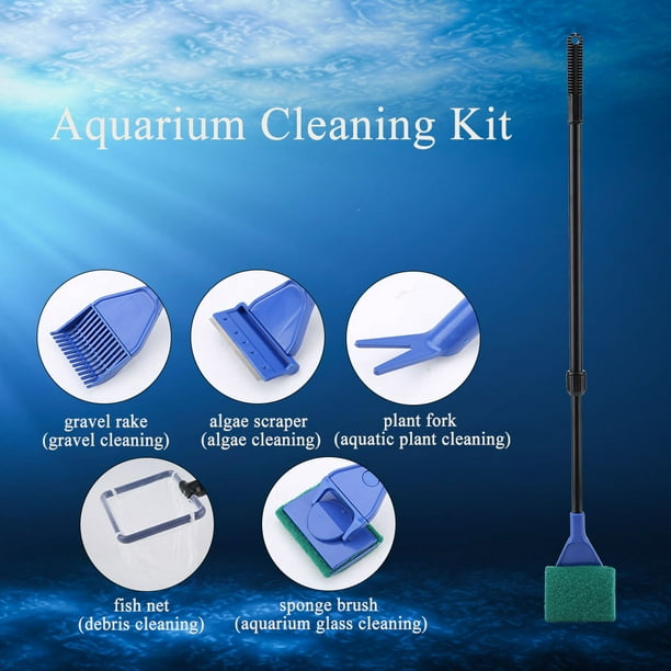 Spptty Fish Tank Cleaning Tool, Aquarium Cleaning Brush,5 in 1