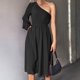 thumbnail image 1 of Vestido De Cintura Alta,Vestido De Longitud A Media Pierna,Vestido De Un Hombro,Vestido De Longitud A Media Pierna,Diseño Elevado, 1 of 5
