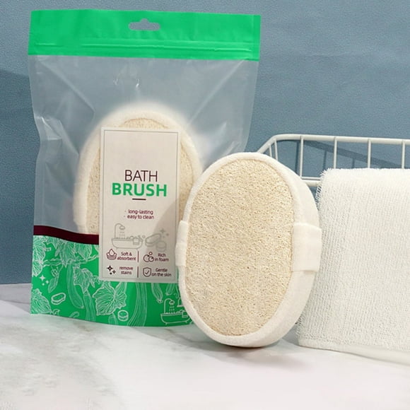 Natural Loofah Exfoliating Body Scrubber, Gentle Face & Body Scrub Sponge, Eco-Friendly Bath Shower Tool for Smooth Skin, Travel-Friendly Design, 1 Pcs, 5.70x3.93x1.77"(White)