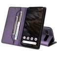 thumbnail image 3 of For Google Pixel 7A Flip Wallet Case,[RFID Blocking]PU Leather Magnetic Folio Cover,With Card Slots,Flip Folding Kickstand,Shockproof TPU Anti-fall Rugged Phone Case Cover,Purple, 3 of 11