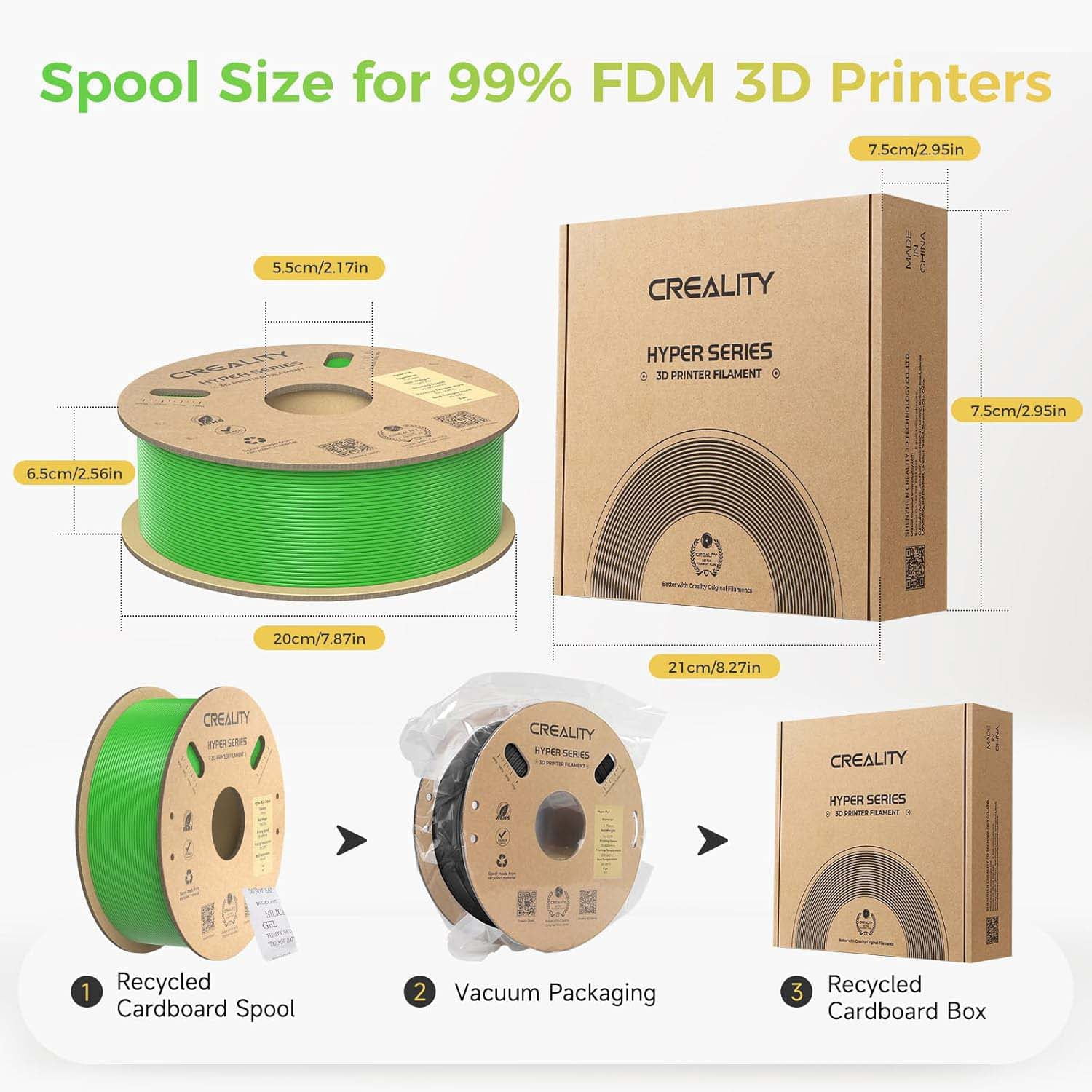 Creality Hyper PLA 3D Printer Filament 600mm/s High-Speed +/-0.03mm For Creality K1 Max Ender-5 S1 Anycubic Prusa Bambu Green 12 Unit per pack