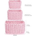 thumbnail image 2 of Loinfe 3 PCS Woven Basket for Bedroom Clothes and Socks Storage Box  in Bathroom Toiletries Beauty Basket for Girls Dresser Storage Boxes-Pink, 2 of 6