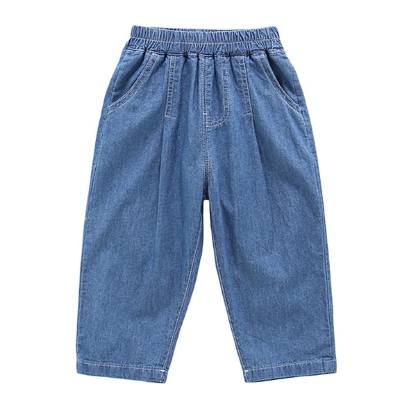 Ultrave Loose Denim Pants for Boys Girls Pull On Harem Joggers Elastic Waist Jeans for 2-8Y
