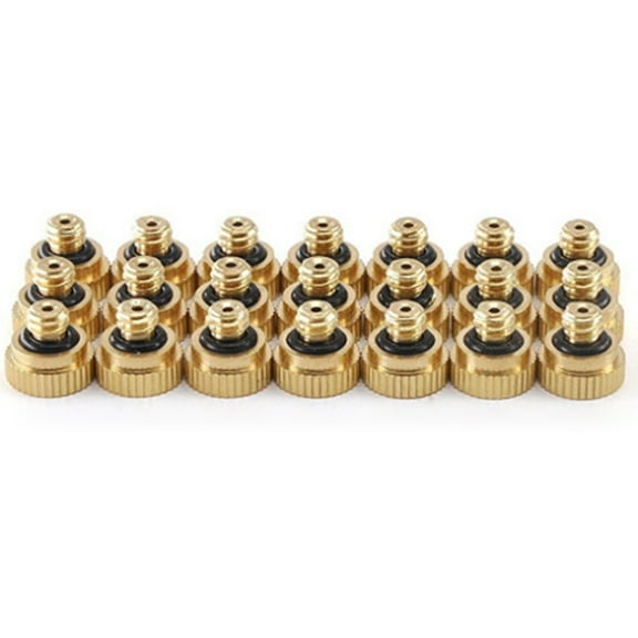 GOOHOCHY Mister Nozzles 32Pcs Golden Brass for Water Misting 0.43 x 0.39 x 0.39in