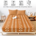 thumbnail image 5 of Queen Size Fitted Sheet Set - Vintage Bohemia 3 Piece Bedding Sets 16" Deep Pocket Fitted Sheet with 2 Pillowcases, Fall Rustic Minimalist Stripes Art Orange Brushed Microfiber Hotel Bed Sheets, 5 of 9