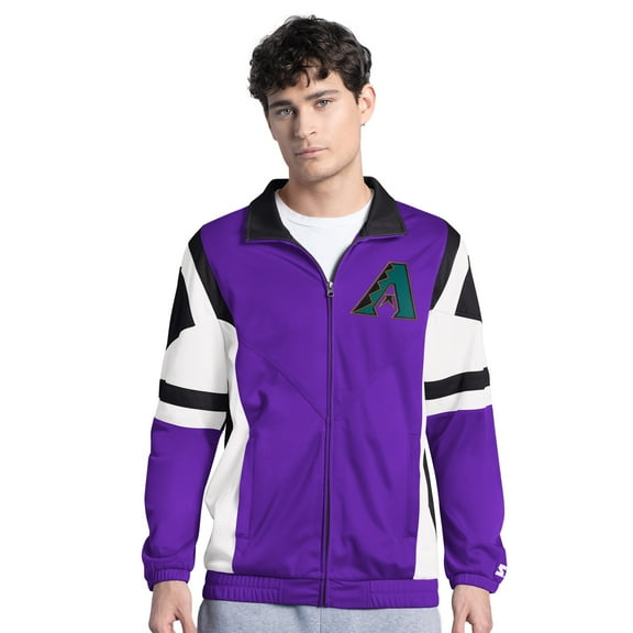 Men's Starter Purple/Black Arizona Diamondbacks Contender Tricot Full-Zip Track Jacket