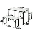 thumbnail image 4 of DINAZA Dining Table Set for 4 Persons 3Pcs Kitchen Table and 2 Benches Dining Room Table Set for Small Spaces Table with Chairs Home Furniture Rectangular Modern, 4 of 7