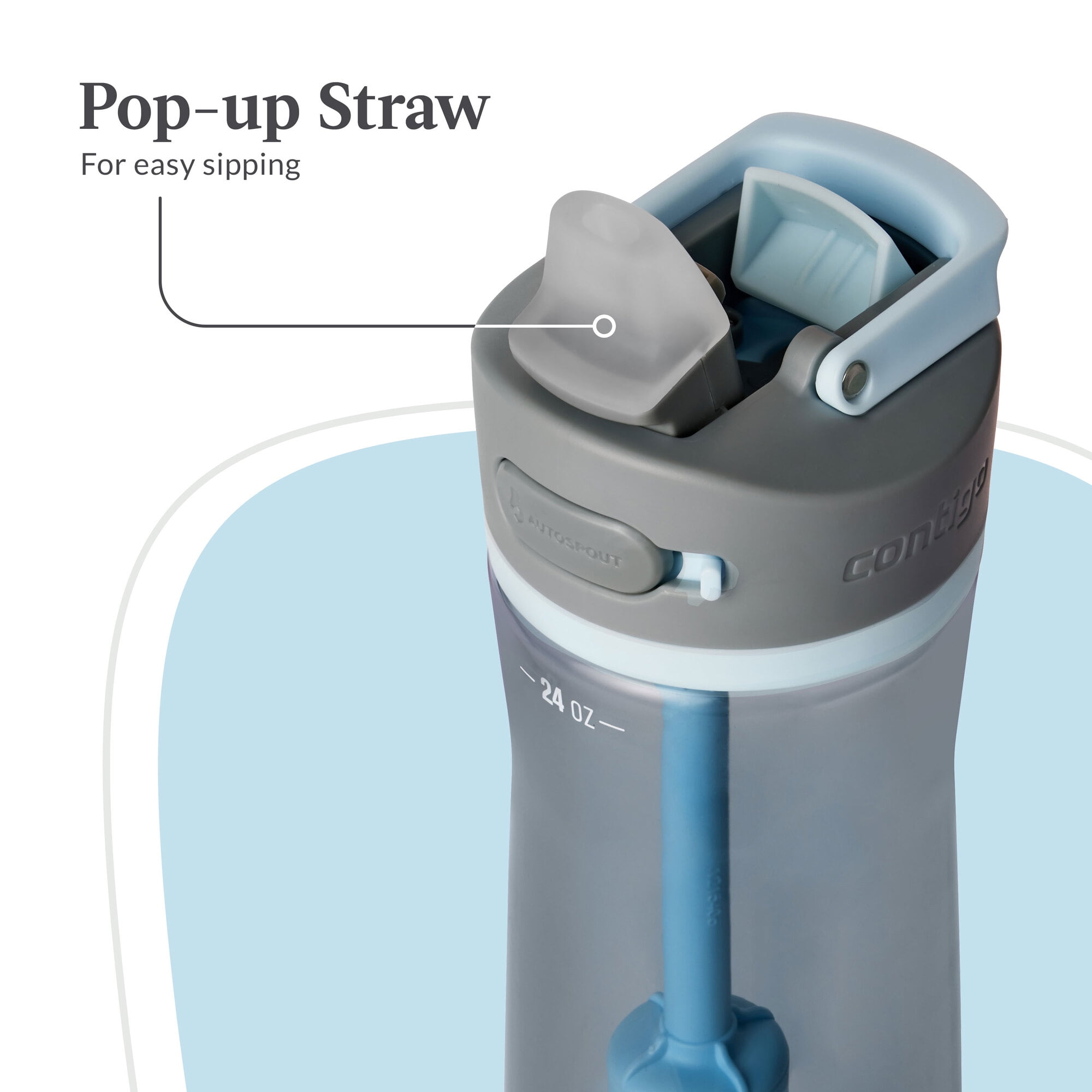 Contigo® Wells Plastic Filter Water Bottle with AUTOSPOUT® Straw Lid, 24 Oz., Dark Ice