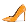 thumbnail image 2 of Steve Madden Vala Orange Croco Magazine Pointed Toe Stiletto Dress Pumps (Orange Croco, 5.5), 2 of 4