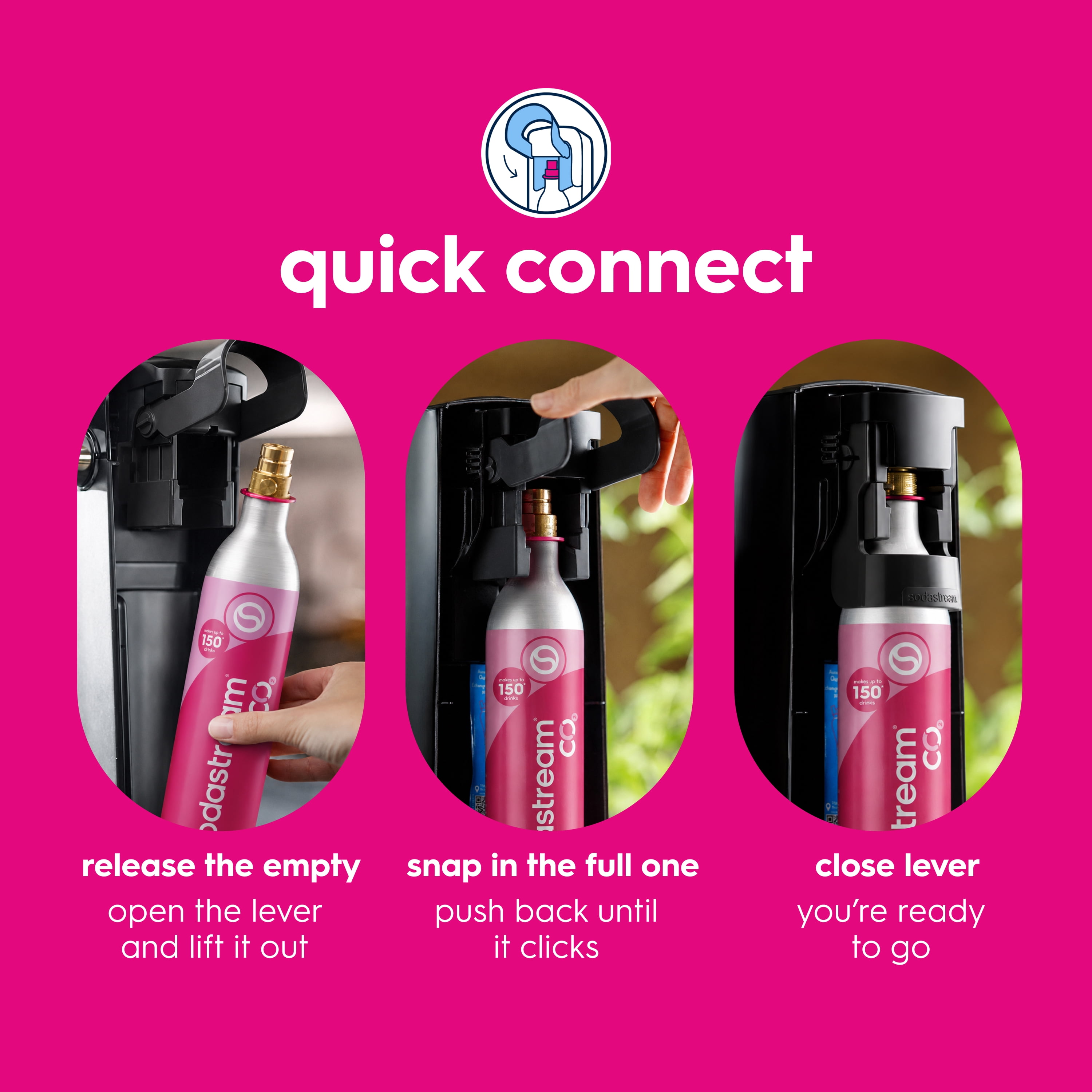 sodastream Quick Connect シリンダー 60L SodaStream, CO2 Cylinder, 60L, Pink, Quick Connect - Walmart.com