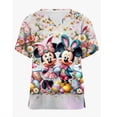 thumbnail image 5 of Uniforme médico de manga corta con cuello en V y estampado de Mickey Minnie de Disney para mujer, camiseta de uniforme de enfermera de trabajo con dibujos animados, vestido de enfermería, 5 of 5