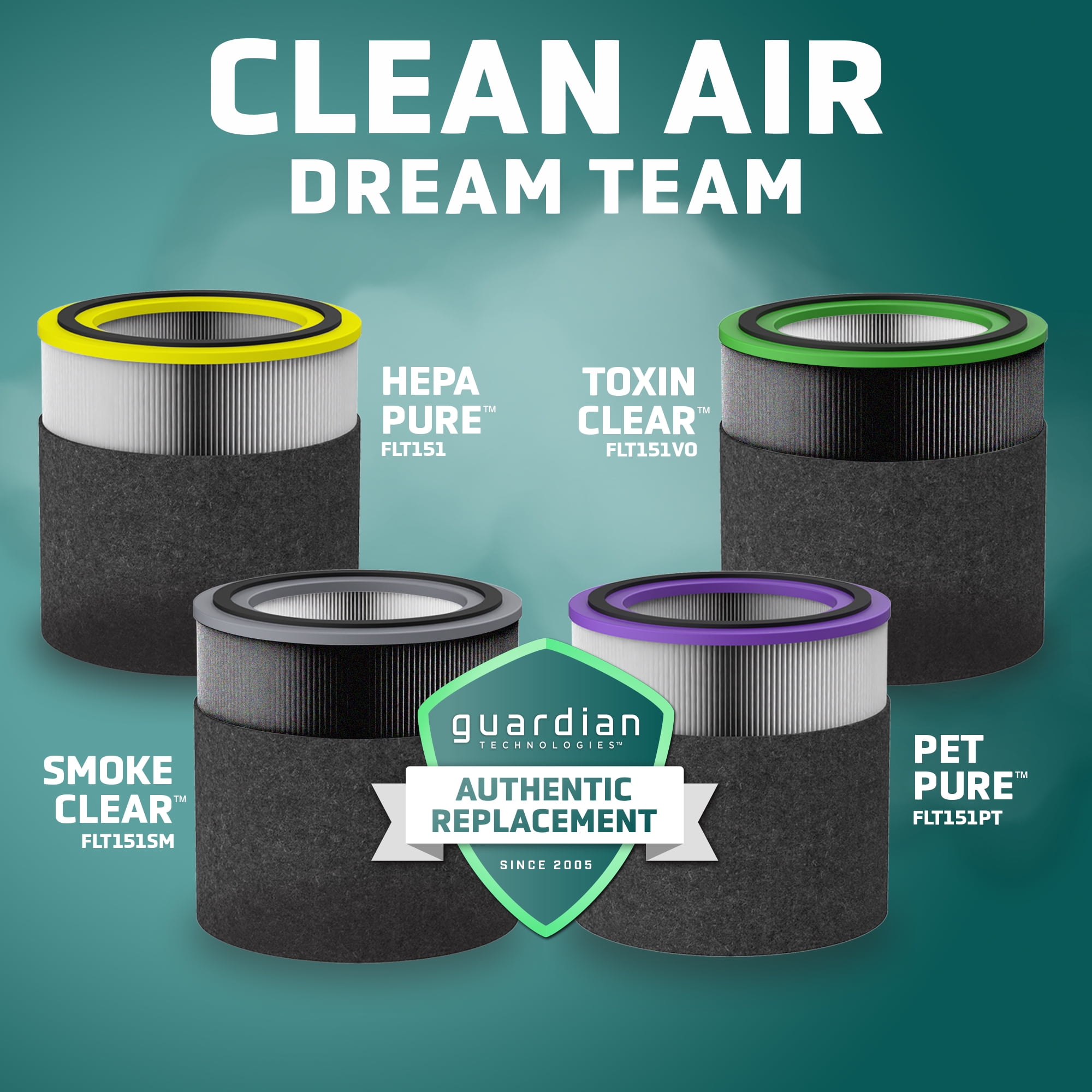 GermGuardian Air Purifier Replacement Filter V, FLT151, HEPA Pure, 1095 Sq ft., AirSafe Series, AC151