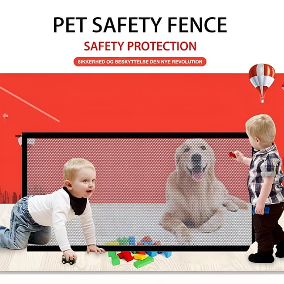 LAMIRO Wide Gate Magic Gate for Dogs, Indoor Outdoor Retractable Large Dog Gate, Extra Wide Folding Mesh Pet Gate for Stairs, Doors Safety Mesh Dog Gate