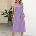 thumbnail image 2 of KBODIU Womens Dresses Solid Sleeveless Round Neck Backless Casual Birthday Mothers Day Gifts Summer Dresses for Women 2023 Purple M, 2 of 6