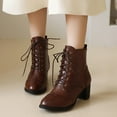thumbnail image 3 of Mepaouo Women's Combat Ankle Boots Lace up Heel Fashion Walking Riding Heeled Booties Shoes, 3 of 6