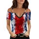 thumbnail image 1 of Tops de Mujer Blusa Casual Elegante Camisas Con Cuello en V Cremallera Suelta Tanque Fuera Del Hombro Impresión Manga Corta Odeerbi ODB164709, 1 of 4