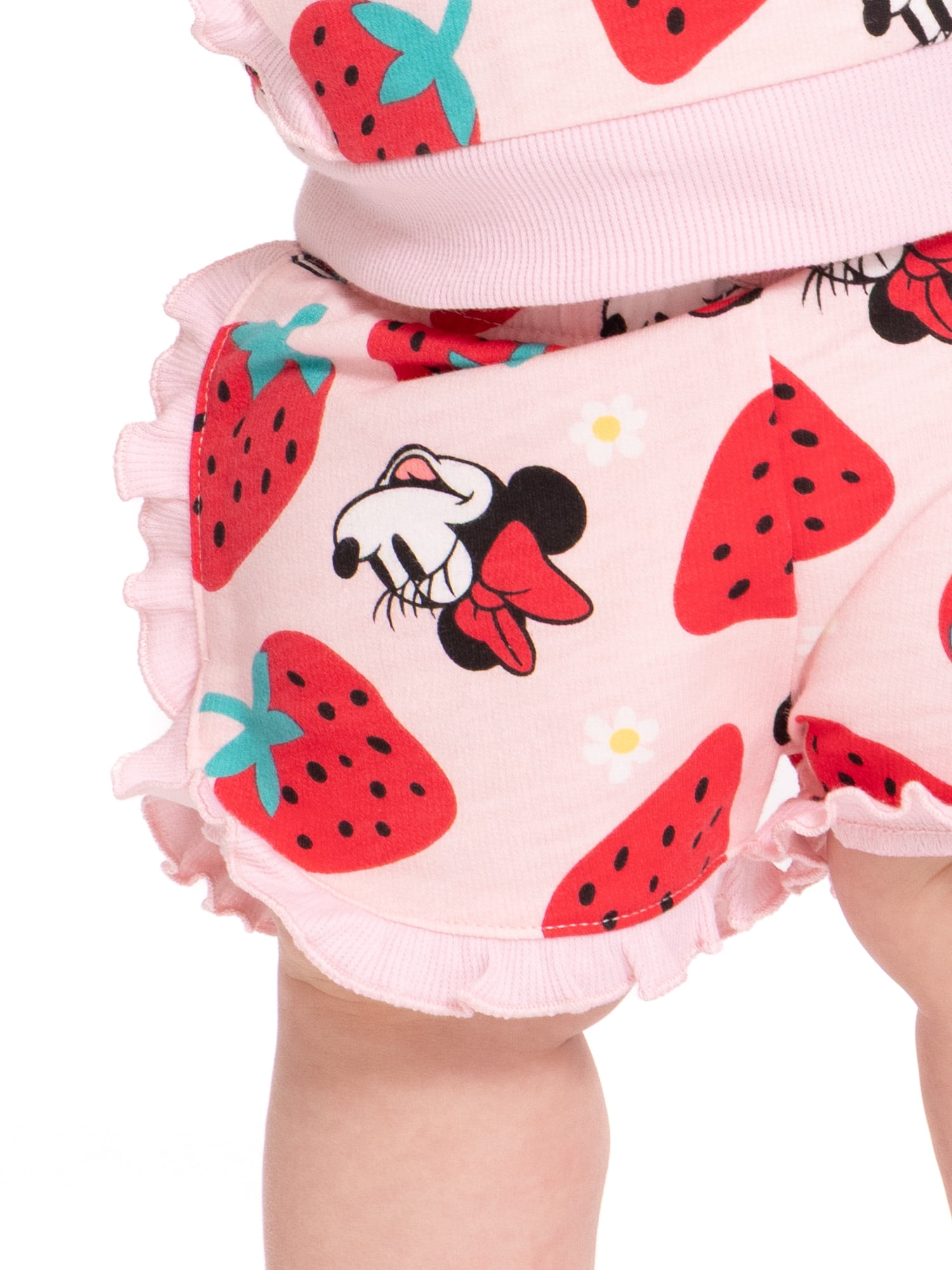Minnie Mouse Baby Girls Allover Print Ruffle Shirt and Shorts Set, 2 Piece, Sizes 0/3M-24M