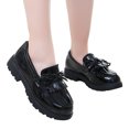 thumbnail image 4 of NOKIO Girl's Platform Loafers Girls Patent Leather Slip-On Penny Loafers Flats Bow Tassel Dress Shoes Girls Slip On Leather Loafer Tassel Bow Flats School Dress Shoes For Girls, 4 of 9