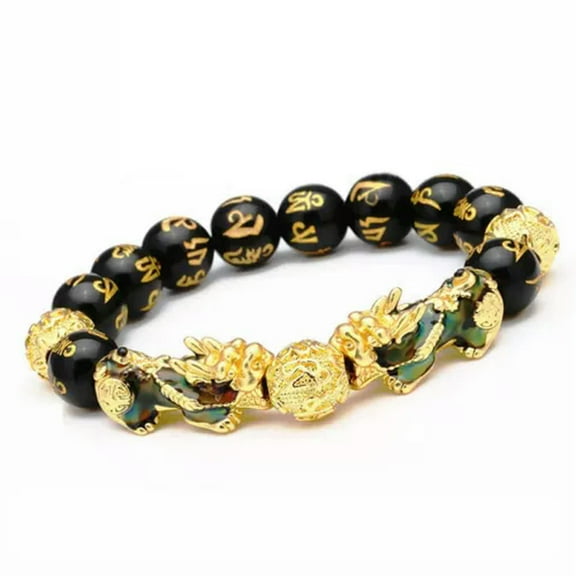 EOEMY Feng Shui Men'S Lucky Prayer Beads Bracelet For Men Women Wristband Gold Color-2
