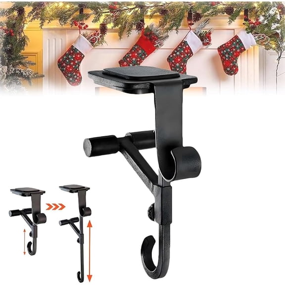 Paeose Garland Holder, Heavy Duty 2-in-1 Fireplace Stocking and Garland Hanger, Adjustable Christmas Mantle Hanger with Dual Hooks, for Christmas Stocking & Holiday Garland (3pcs)