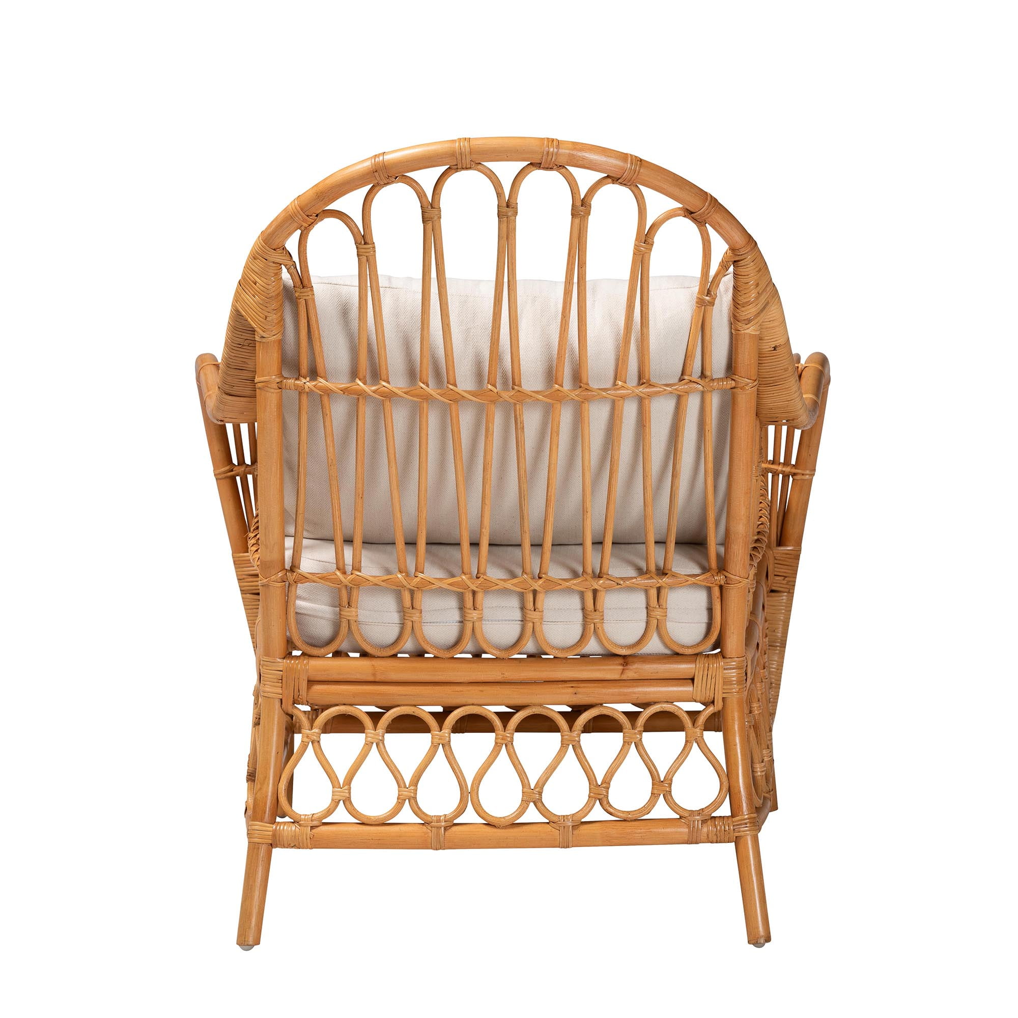 bali & pari Reina Boho Arm Chair, Square, Light Honey