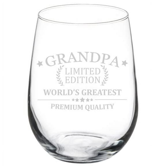 Wine Glass Goblet Grandpa World's Greatest Gift For Grandfather Father's Day (17 oz Stemless)