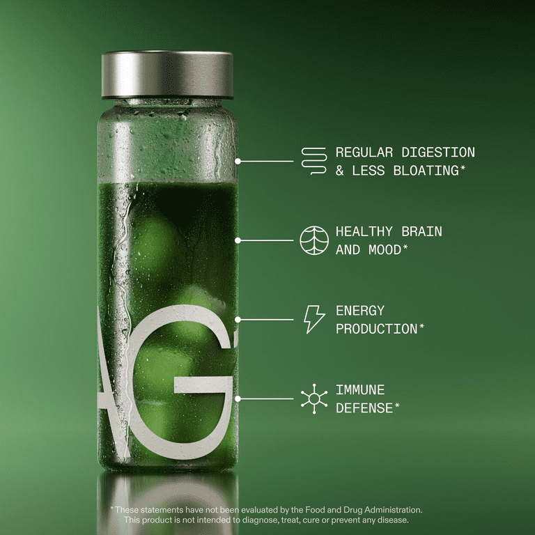 AG1 Athletic Greens Morning Person Green Cap & Plastic Bottle w Metal Cap Amazon.com: AG1 Greens Powder Supplement | Improve Gut  main image 2
