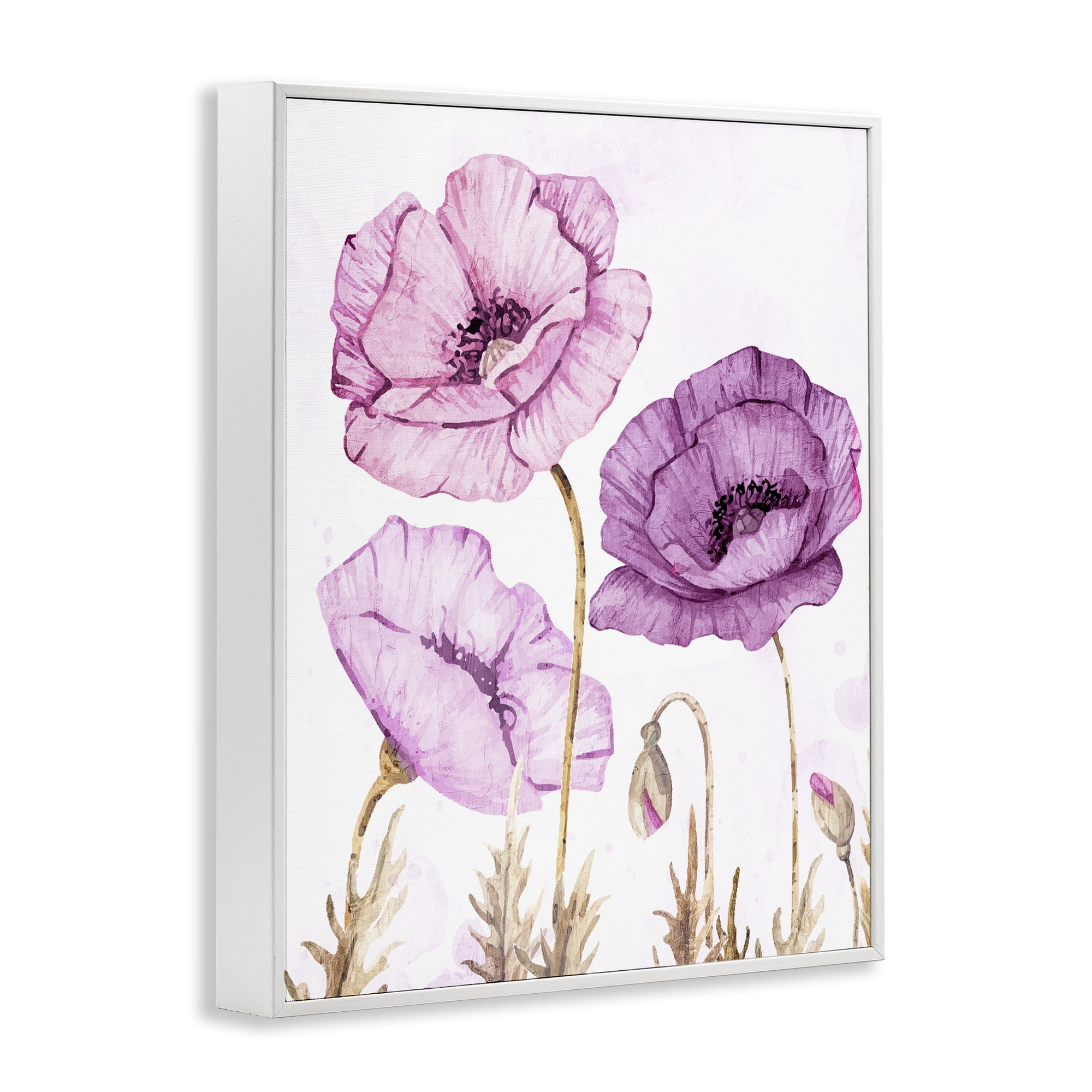 Stupell Industries Bright Poppies in Purple White Framed Giclee Art, design by Kim Allen