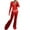 Red, variant on Women's Fall Winter 2 Piece Joggers Outfit Velour Zip Up Cropped Hooded Jackets and Bell Bottoms Long Pants with Pockets Tracksuit Set